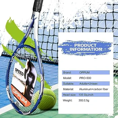 OPPUM PRO-500 Adult Tennis Rackets, 2-Pack Pre-Strung Racquets for Beginners & Intermediate with Carry Bag & 2 Balls, 105 Sq Inch Oversized Head for Women & Men, Arm Friendly Vibration Control - OPPUM (1)