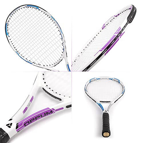 OPPUM PRO-500 Adult Tennis Rackets, 2-Pack Pre-Strung Racquets for Beginners & Intermediate with Carry Bag & 2 Balls, 105 Sq Inch Oversized Head for Women & Men, Arm Friendly Vibration Control - 2