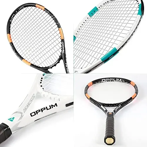 OPPUM PRO-500 Adult Tennis Rackets, 2-Pack Pre-Strung Racquets for Beginners & Intermediate with Carry Bag & 2 Balls, 105 Sq Inch Oversized Head for Women & Men, Arm Friendly Vibration Control - 4