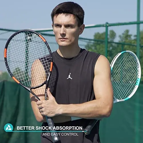 OPPUM PRO-500 Kattalar uchun tennis raketkalari, boshlang'ich va o'rta darajadagilar uchun oldindan torlangan 2 ta raketka, sumka va 2 ta to'p bilan, ayollar va erkaklar uchun 105 kvadrat dyuymli katta bosh, qo'l uchun qulay vibratsiyani nazorat qilish - 2