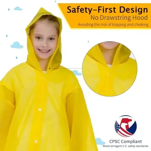 Opret 2 Pack Raincoats for Kids, Reusable Rain Ponchos with Hood and Sleeves Waterproof Rain Coats for Boys and Girls - 3