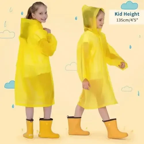 Opret 2 Pack Raincoats for Kids, Reusable Rain Ponchos with Hood and Sleeves Waterproof Rain Coats for Boys and Girls - 6