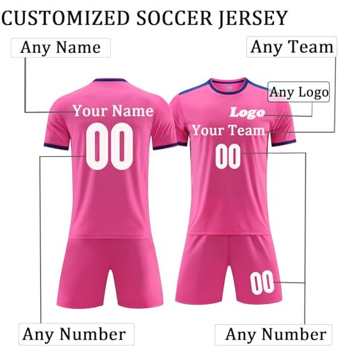 OPUTWDF Custom Soccer Jersey for Boys Girls Personalized Soccer T-Shirts and Shorts for Men or Women - 2