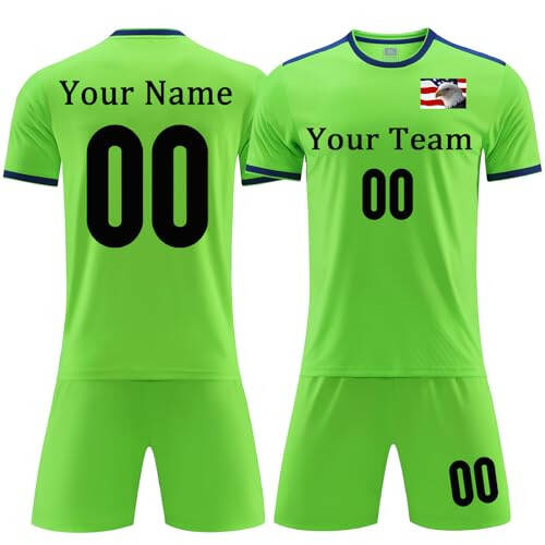 OPUTWDF Personalized Soccer Jersey for Boys Custom Soccer Shirts and Shorts Set With Name for Kids Jersey Soccer Uniform - 5