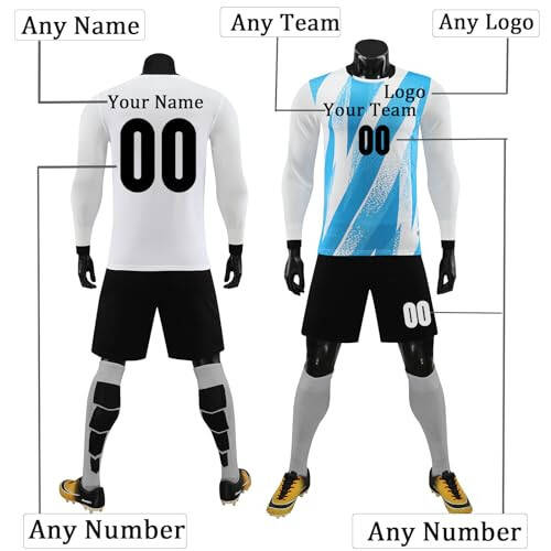 OPUTWDF Personalized Soccer Jersey for Kids Men Women Custom Soccer Jersey Boys Personalized Soccer Uniform Set - 4