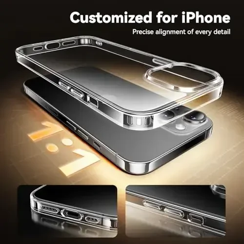 Opxyl Diamond Clear iPhone 15 uchun g'ilof, 2X ekran himoyachisi + 2X kamera linzalari himoyachisi bilan, [Sarg'aymaydi] [Harbiy darajadagi himoya] iPhone 15 uchun yupqa zarbaga chidamli telefon g'ilofi, Shaffof. - 5