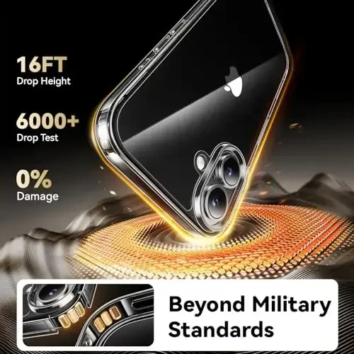 Opxyl Not Yellowing for iPhone 16 Case Clear, 360° Protection with 2X Screen Protector + 2X Camera Lens Protector, Military Grade Shockproof Phone Case Slim Cover for iPhone 16, Clear - 3