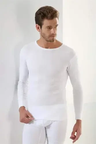 Oq 2 dona Paket Erkaklar Badi Uzun Yengli Futbolka Velosiped Yaka Bazaviy 100% Paxta Ribana - 5