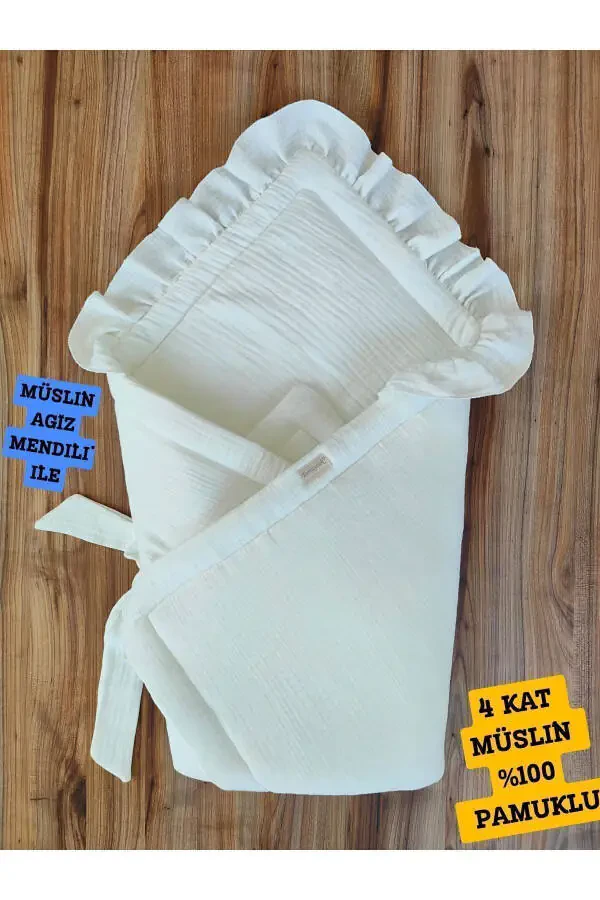 Oq 4 qatli muslin chaqaloq adyali 100% paxta tabiiy organik uyqu adyali kasalxona chiqishi yangi tug'ilgan - 2