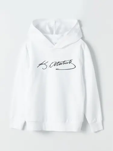 Oq Atatürk imzosi bosilgan erkaklar uchun bolalar sviteri - Oq - 6