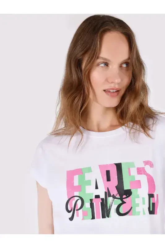 Oq Ayollar T-shirt Qisqa Yengli - 4