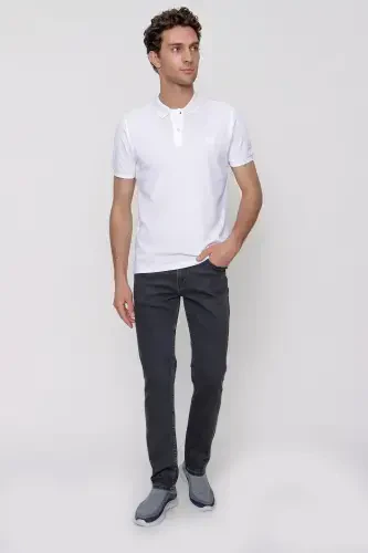 Oq Basic tekis 100% paxta qulay kesimli qisqa yengli SOVG'A QUTILIK Polo yoqali erkaklar futbolkasi - 5