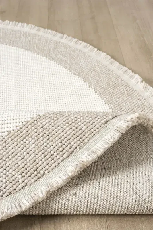 Oq Bej Yumshoq Dumaloq Doira Gilam Salon Oshxona Koridor Yo'lak To'quv Mashina Gilami 0021 DOIRA-Oq 47 - 2