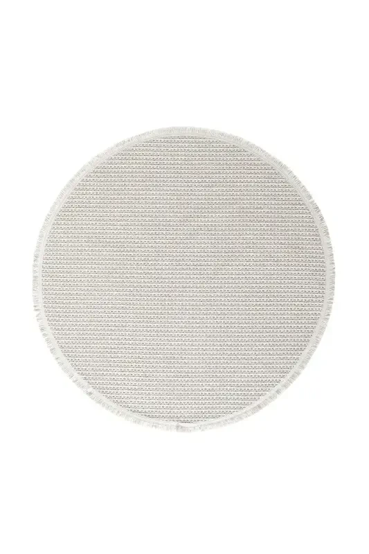 Oq Bej Yumshoq Tuzilishli Dumaloq Gilam Kilim Oshxona Koridor Yo'lak To'quv Dastgoh Gilami 006 DAIRA-Oq 5 - 6