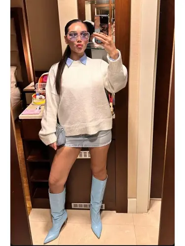 Oq Bіsіklet Yoqa Oversize Trіko Ko'ylak Mg1972-Oq - LC WAIKIKI (1)