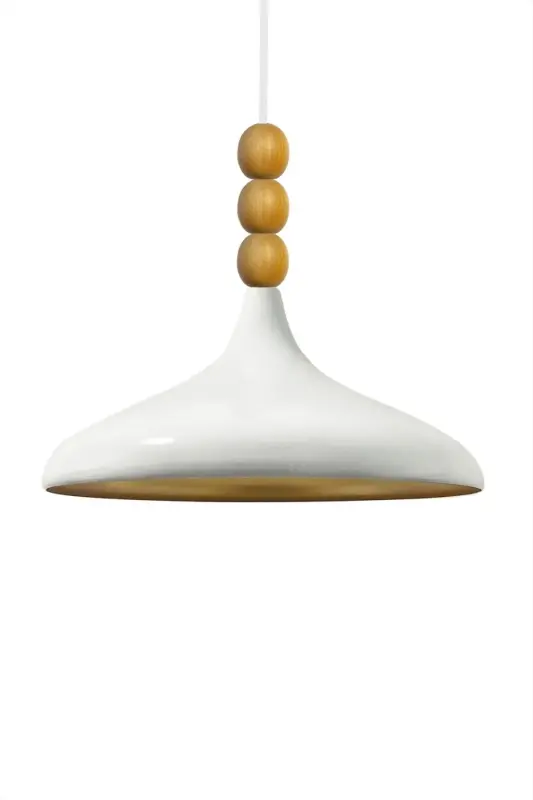 Oq Champion yog'och boncukli bitta lyustrali osma salon oshxona butik chiroq yoritgichlar-OQ - 5