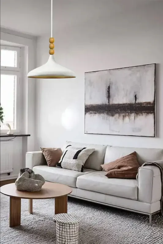 Oq Champion yog'och boncukli bitta lyustrali osma salon oshxona butik chiroq yoritgichlar-OQ - 4