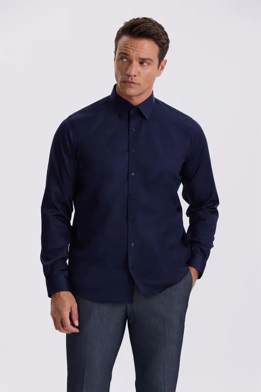 Oq Comfort 100% Paxta Slim Fit Dazmollash talab etilmaydigan Non Iron Ko'ylak - 1