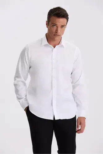 Oq Comfort 100% paxta Slim fit dazmollash talab qilmaydigan Non Iron ko'ylak 