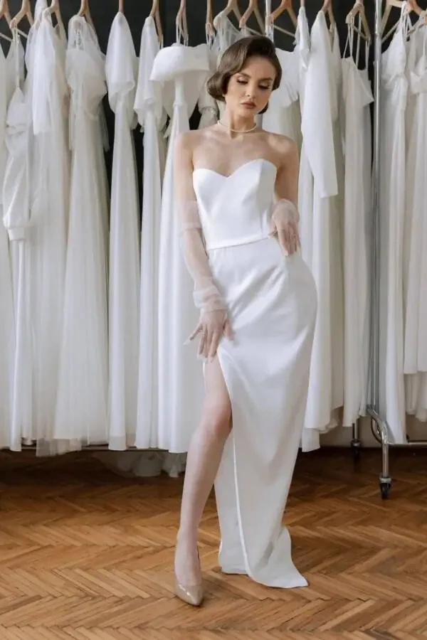 Oq Elbiga Yelkanli To'y Qo'lqoplari - 20