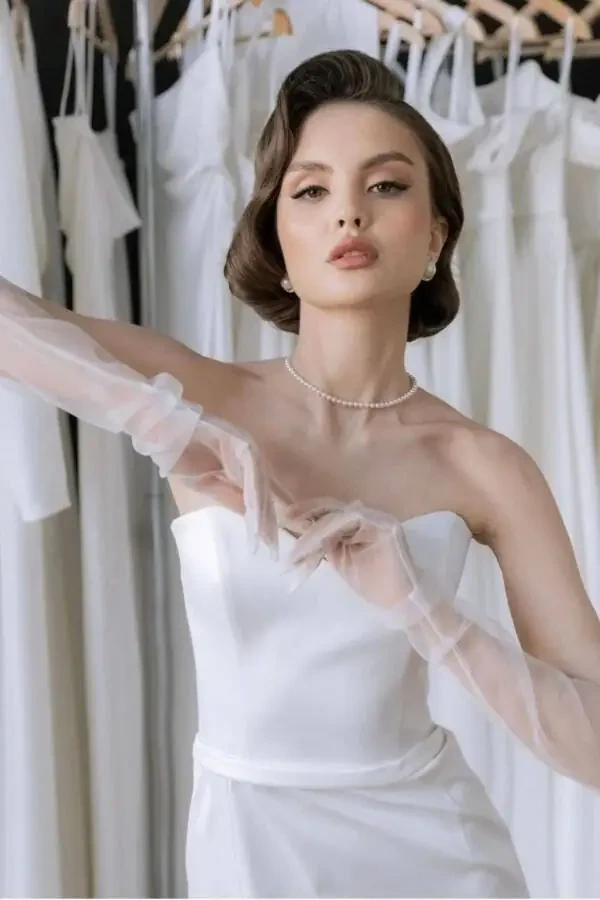 Oq Elbiga Yelkanli To'y Qo'lqoplari - 23