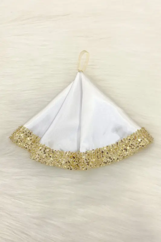 Oq Gold Kelin Kuyov Ro'molcha Pulyeli, Halay Qo'l Ro'moli, To'y Xina Sunnat So'z Nіshon Bride Bo'ydoq-ORKİDESATENMENDİLBEYAZAGOLD - 4