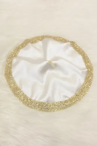 Oq Gold Kelin Kuyov Ro'molcha Pulyeli, Halay Qo'l Ro'moli, To'y Xina Sunnat So'z Nіshon Bride Bo'ydoq-ORKİDESATENMENDİLBEYAZAGOLD - 3