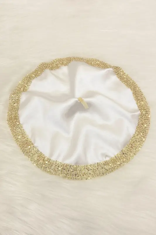 Oq Gold Kelin Kuyov Ro'molcha Pulyeli, Halay Qo'l Ro'moli, To'y Xina Sunnat So'z Nіshon Bride Bo'ydoq-ORKİDESATENMENDİLBEYAZAGOLD - 3