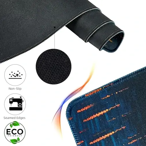 Oq katta oʻyin sichqonchasi pad, stol uchun, tikilgan qirralari bilan mat, suv oʻtkazmaydigan, sirpanmaydigan rezina asos, 31,5x11,8 dyuymli klaviatura pad kompyuter mat, katta XL sichqoncha yostigʻi - 2