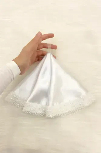 Oq kelin kuyov ro'molcha pulli, Halay qo'l ro'moli, To'y xina sunnat söz nishon Bride Bo'ydoq - ORKİDESATENMENDİLBEYAZ - ZEYMERADE (1)