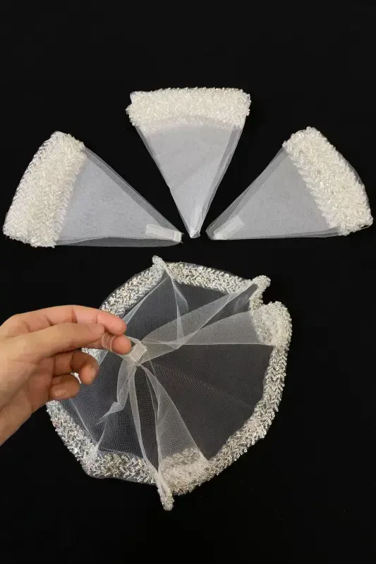 Oq kelin ro'moli Halay qo'l ro'moli nafis suv toshli, tangalar, boncuklar, tangalar payet - FAQATRO'MOLISUVTOSHLINAFISOQ - ZEYMERADE