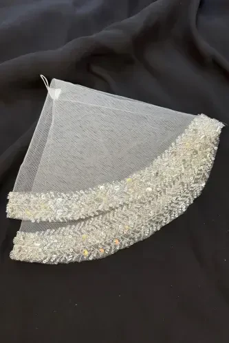 Oq kelin ro'moli Halay qo'l ro'moli nafis suv toshli, tangalar, boncuklar, tangalar payet - FAQATRO'MOLISUVTOSHLINAFISOQ - 4