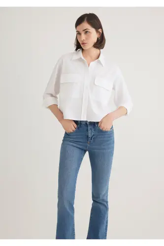 Oq ko'ylak Loose Fit / Keng kesim 1211026-6 - 1