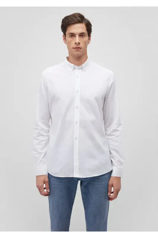 Oq ko'ylak Slim Fit / Tor Kesim 0211192-620 - 6