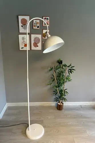 Oq Lambader Harakatlanuvchi Sarlavha Zamonaviy Dekorativ Metall Mehmonxona Ishxonasi Zamin Chiroqi-Oq - 3