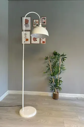 Oq Lambader Harakatlanuvchi Sarlavha Zamonaviy Dekorativ Metall Mehmonxona Ishxonasi Zamin Chiroqi-Oq - 5