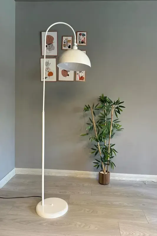 Oq Lambader Harakatlanuvchi Sarlavha Zamonaviy Dekorativ Metall Mehmonxona Ishxonasi Zamin Chiroqi-Oq - 5