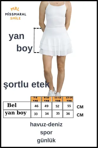 Oq Mykonos shortli yubka hovuz-dengiz sporti va kundalik foydalanish uchun Skirt With Shorts 4101-BEYAZZ - 4