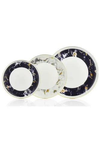 Oq Osiyo kolleksiyasi 91 dona yumaloq ovqatlanish to'plami A8545 - KORKMAZ (1)