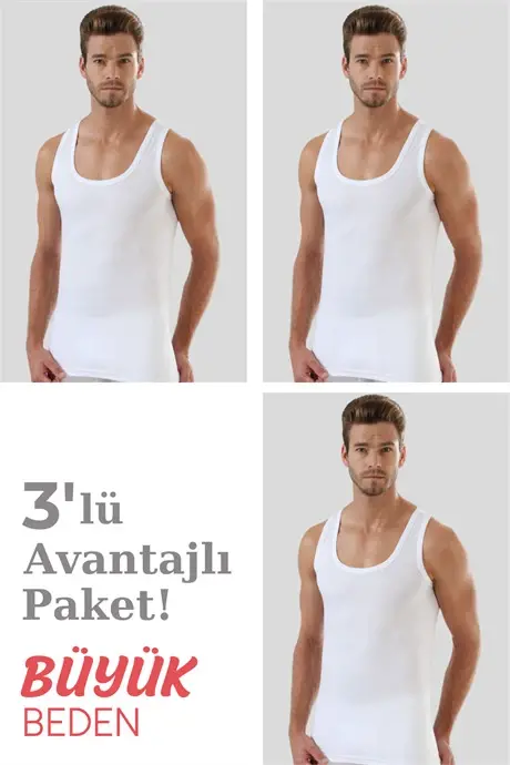 Oq rang 3 li Paket Erkaklar Katta va Uzun Atlet %100 Paxta - BÜYÜKBEDENIZ