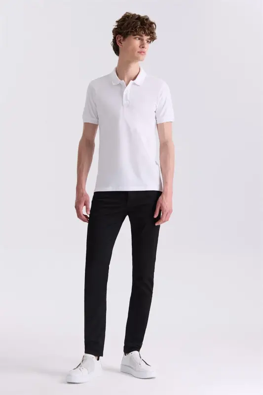 Oq rangda slim fit polo yoqali futbolka - 2