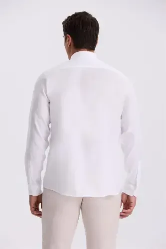 Оқ рангдаги Comfort Fit, утюглашга ҳожат бўлмайдиган, 100% пахтадан тайёрланган Non Iron кўйлак - 4