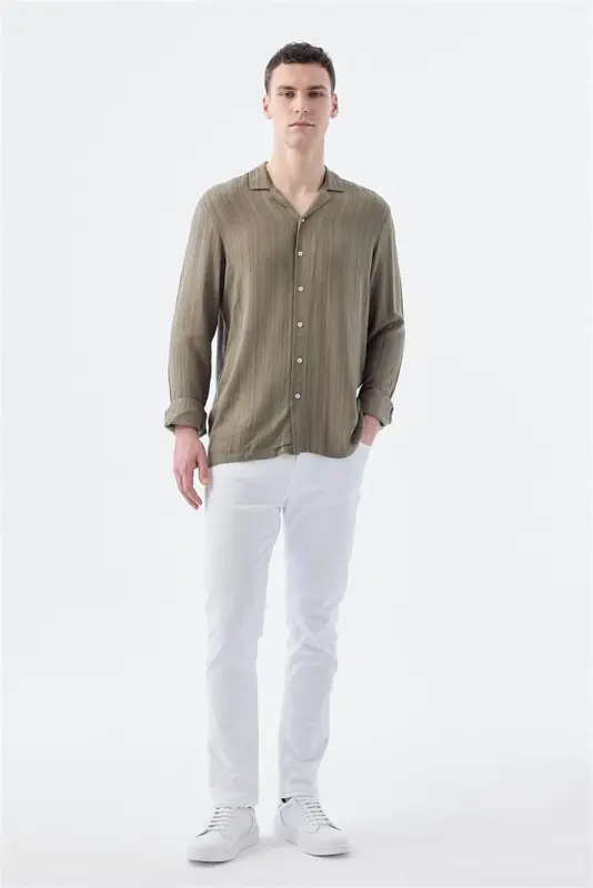 Оқ рангдаги Slim Fit 5 чўнтакли джинси шим - 1