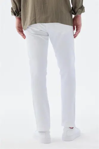 Оқ рангдаги Slim Fit 5 чўнтакли джинси шим - 3