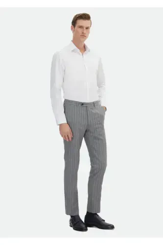 Оқ рангдаги Slim Fit тўқима классик 100% пахта кўйлак - RAMSEY (1)