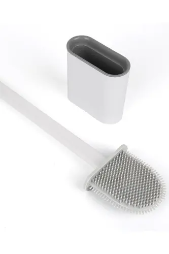Oq rangli silikonli hammom hojatxonasi uchun tozalash cho'tkasi va ushlagich to'plami - KITCHEN BEAUTY (1)