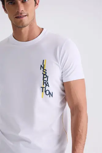 Oq rangli, slim fit, velo yaka futbolka - 3