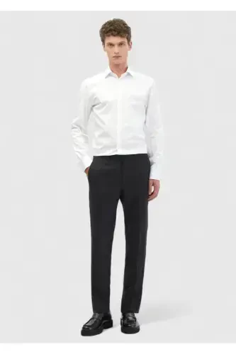 Oq rangli tekis Slim Fit to'qilgan klassik 100% paxta ko'ylak. - RAMSEY (1)