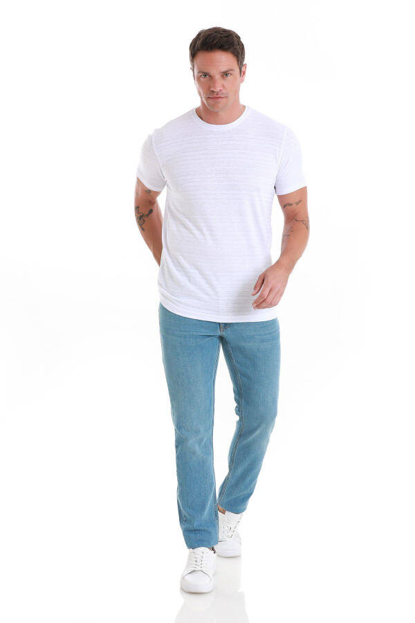 Oq Regular Fit Tekis Velosiped Yoqali Футболка - Oq - 2