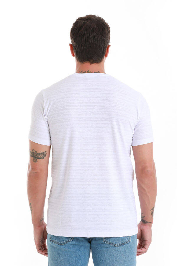 Oq Regular Fit Tekis Velosiped Yoqali Футболка - Oq - 7